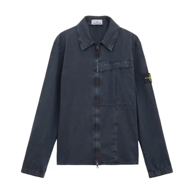 Stone Island Solid Color Zip-Up Jacket Blue Long Sleeve Straight Fit 8115103WN-V0120