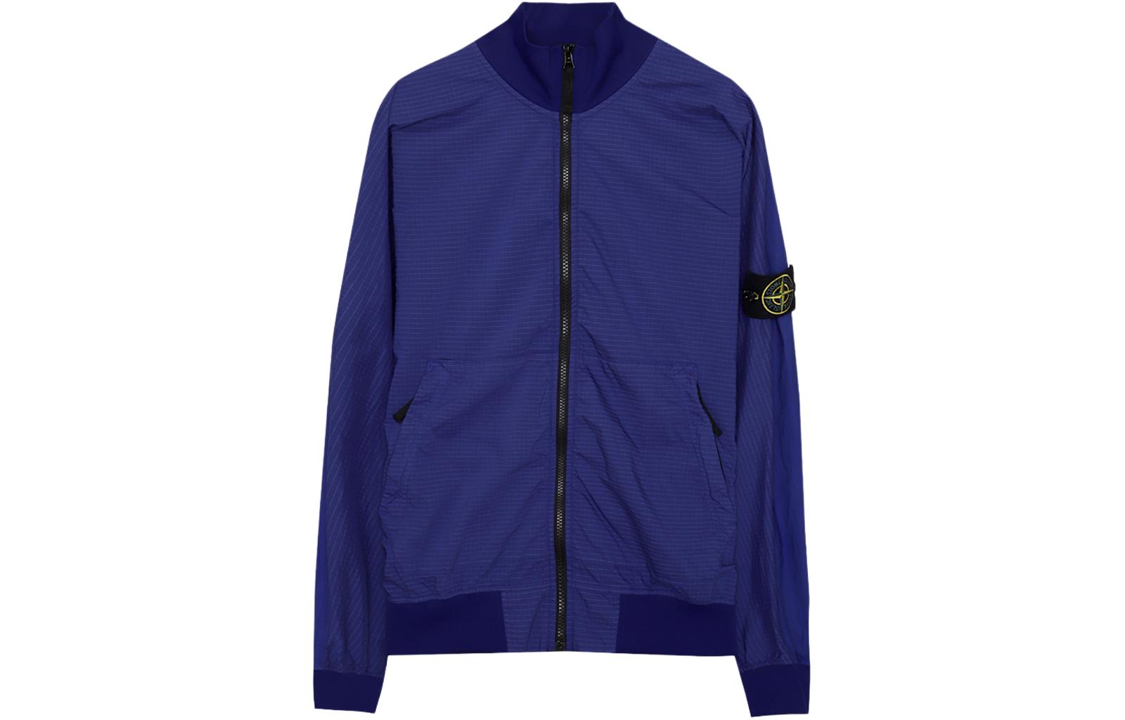 Stone Island Solid Color Zip-Up Jacket for Men - Blue 761560354-V0022