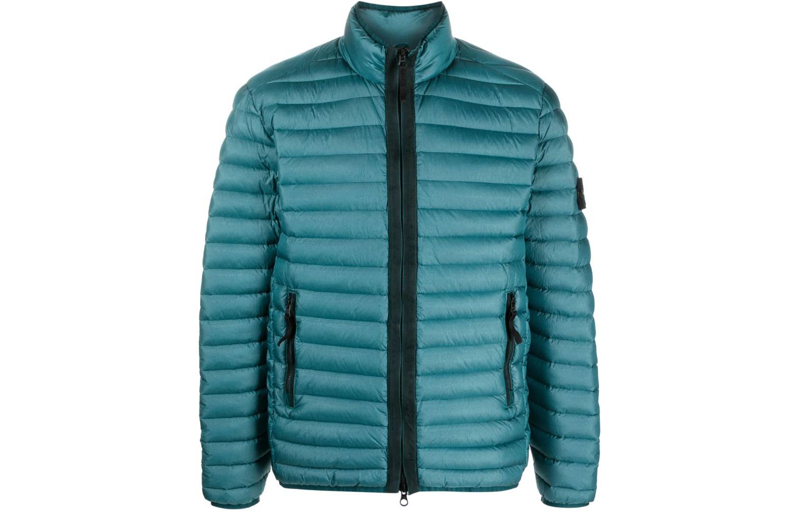 Stone Island Solid Color Zip-Up Jacket for Men - Dark Green 791542324-V0053