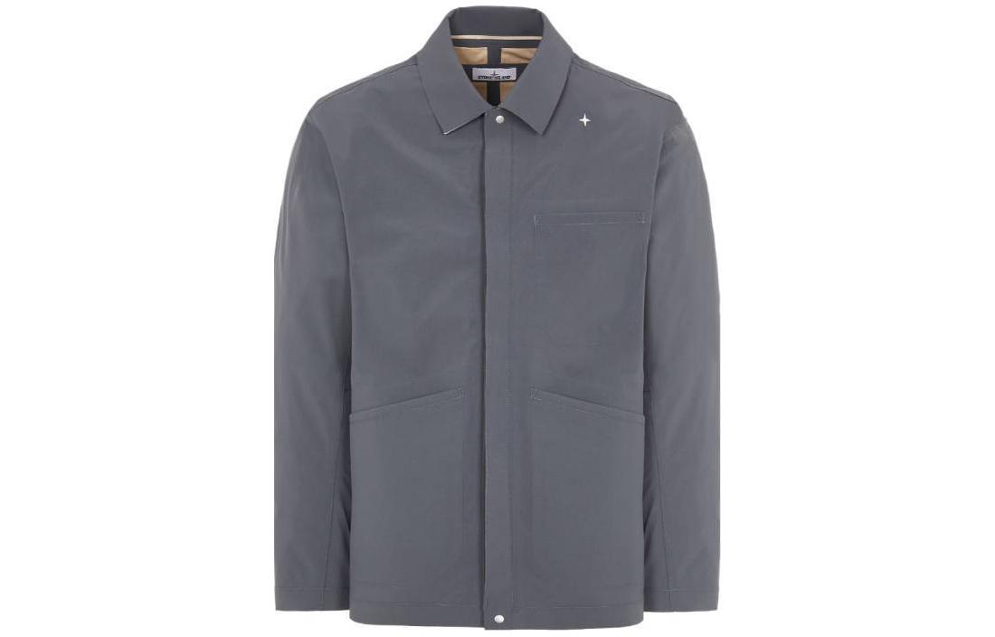 Stone Island Solid Color Zip-Up Jacket in Dark Gray 7915404G1-V0062