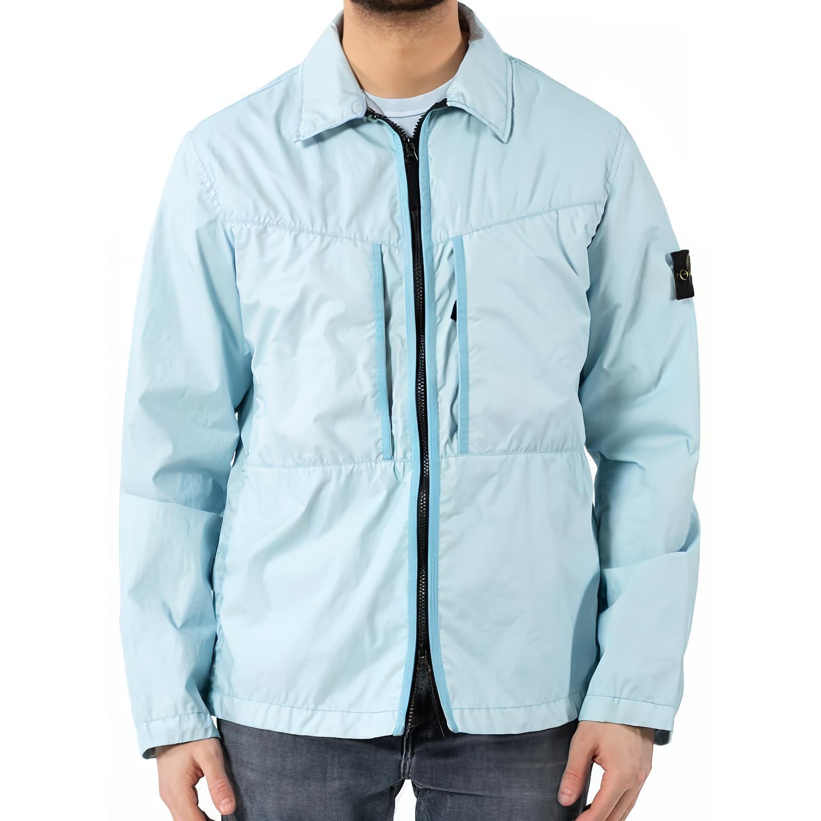 Stone Island Solid Color Zip-Up Jacket Light Sky Blue 741510523-V0041
