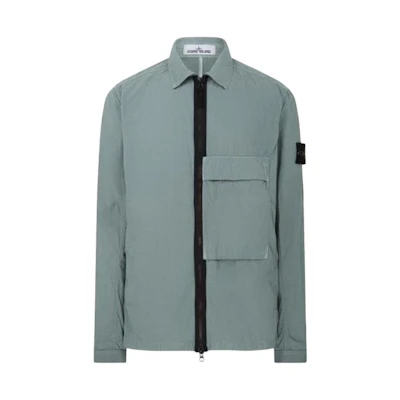 STONE ISLAND Solid Color Zip-Up Jacket Long Sleeve Menswear - Green 771510303-V0055