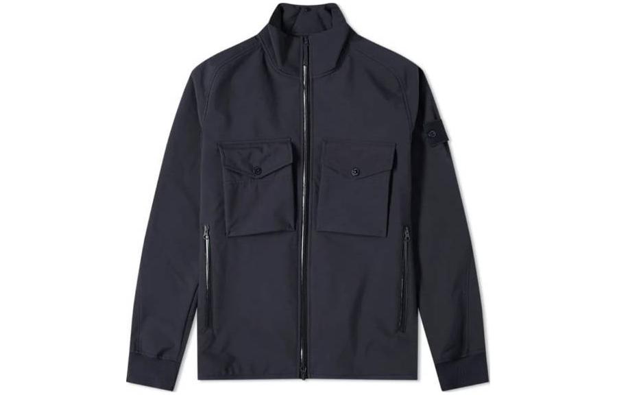 Stone Island Solid Color Zip-Up Jacket Navy Blue Long Sleeve 7215426F1-V0020