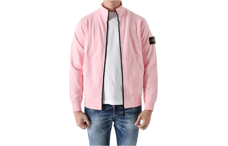 Stone Island Solid Color Zip-Up Jacket Pink 101564351-V0080