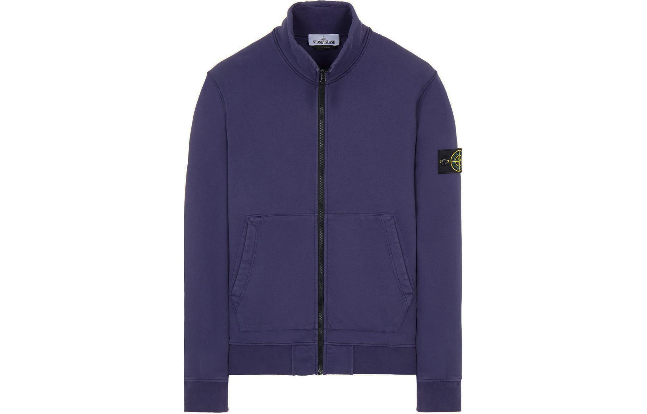 Stone Island Solid Color Zip-Up Jacket Purple - Long Sleeve Outerwear 761564351-V0027