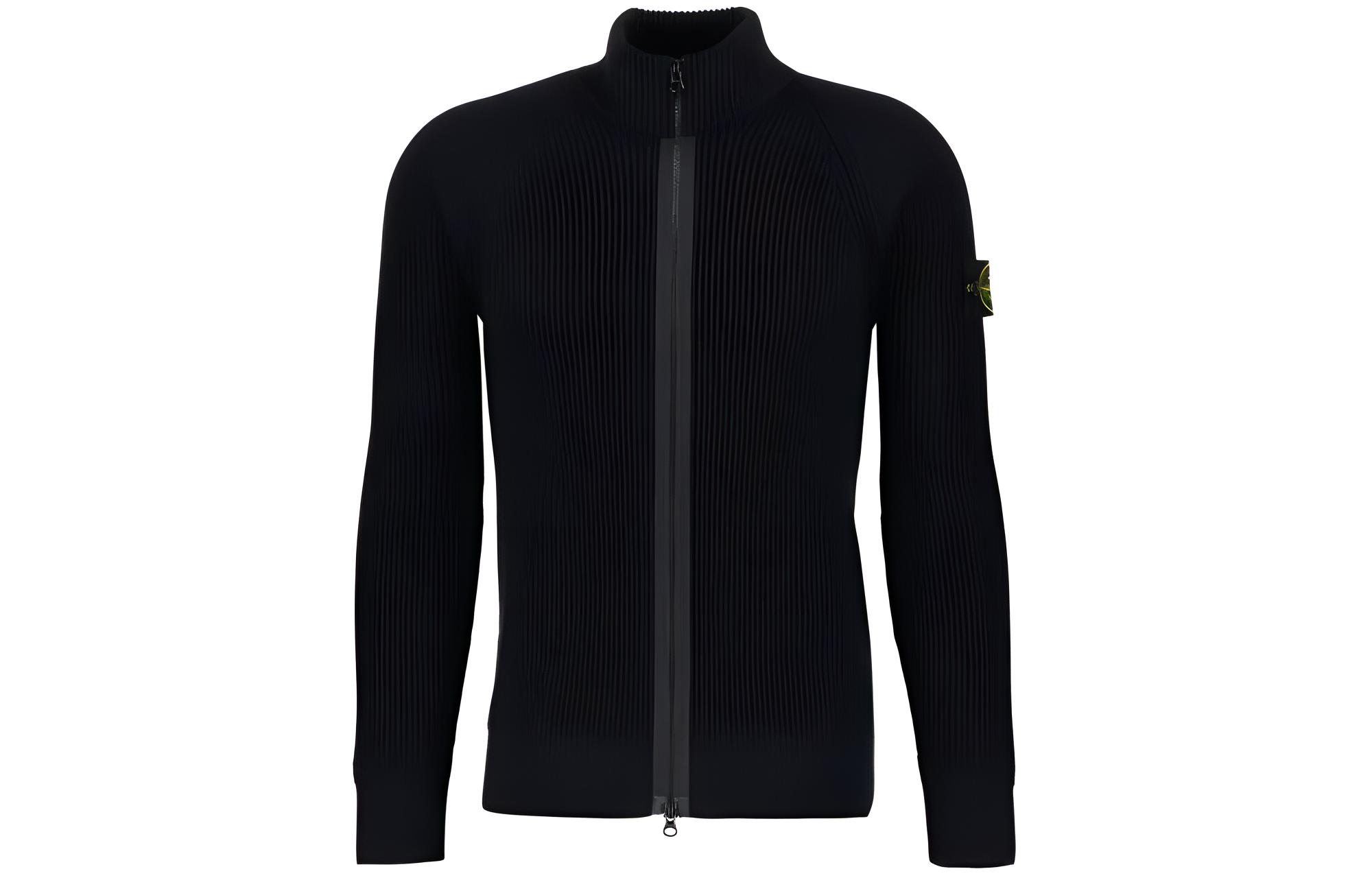 Stone Island Solid Color Zip-Up Jacket with Logo - Blue 7915519C2-V0020