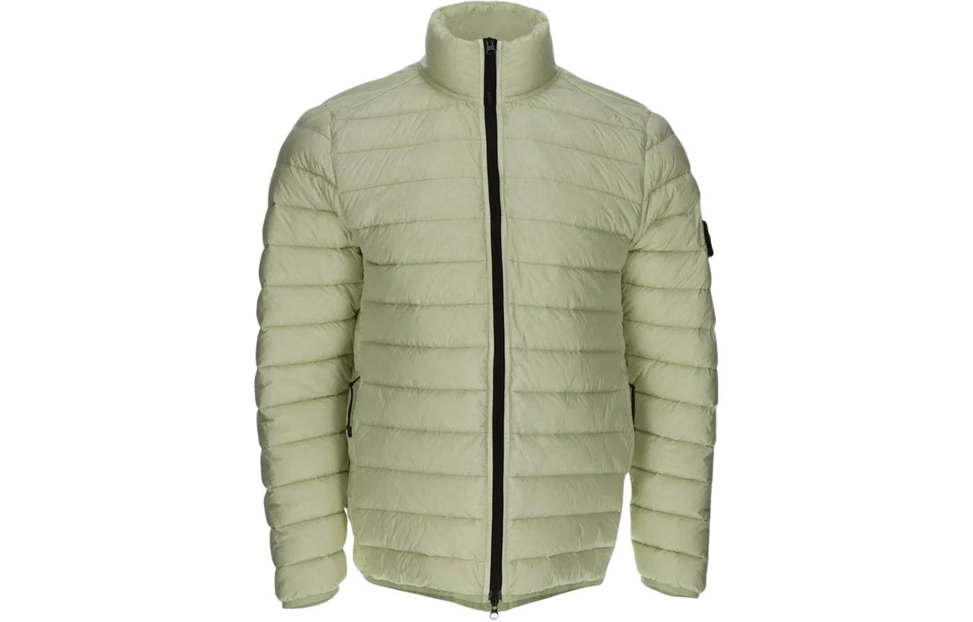 Stone Island Solid Color Zip-Up Jacket with Pattern Print - Green 801542424-V0051