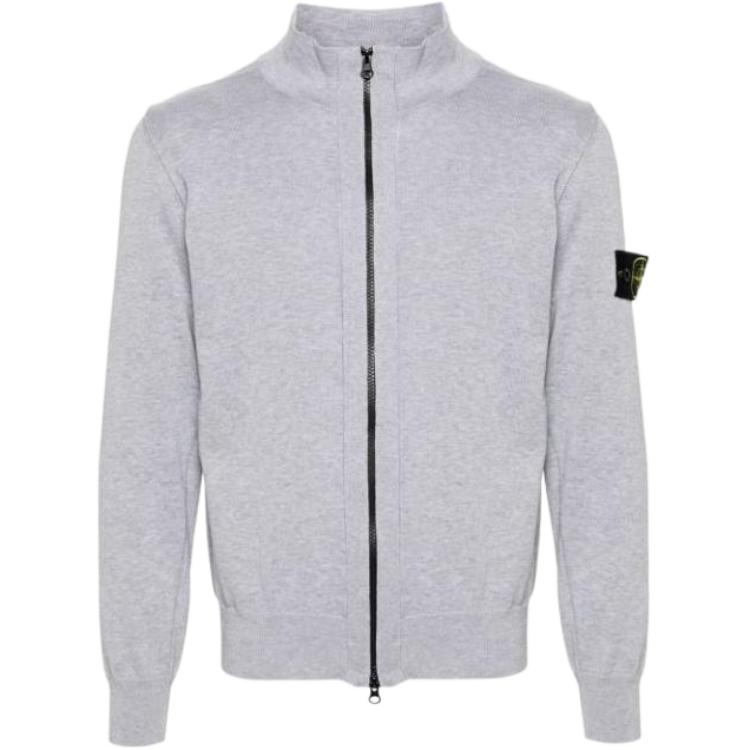 Stone Island Solid Color Zip-Up Slim Fit Sweatshirt Gray 8015542B2-V0M67