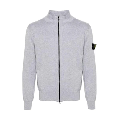 Stone Island Solid Color Zip-Up Slim Fit Sweatshirt Gray 8015542B2-V0M67