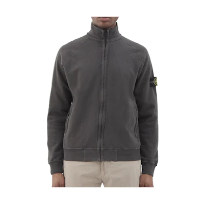 Stone Island Solid Color Zip-Up Stand Collar Jacket - Dark Gray 781562460-V0165