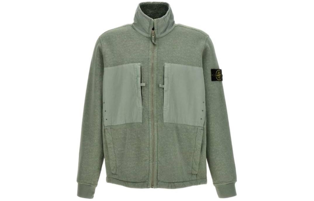 Stone Island Solid Color Zip-Up Stand Collar Jacket Green 791567256-V0055