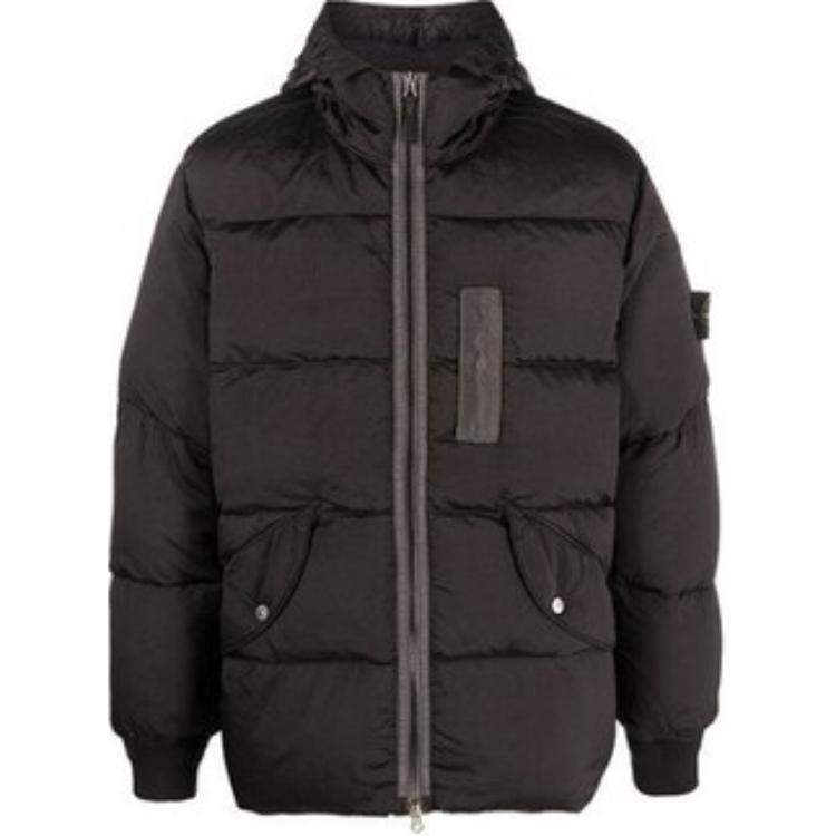 Stone Island Solid Color Zip Hoodie Jacket - Dark Gray 771543619-V0065