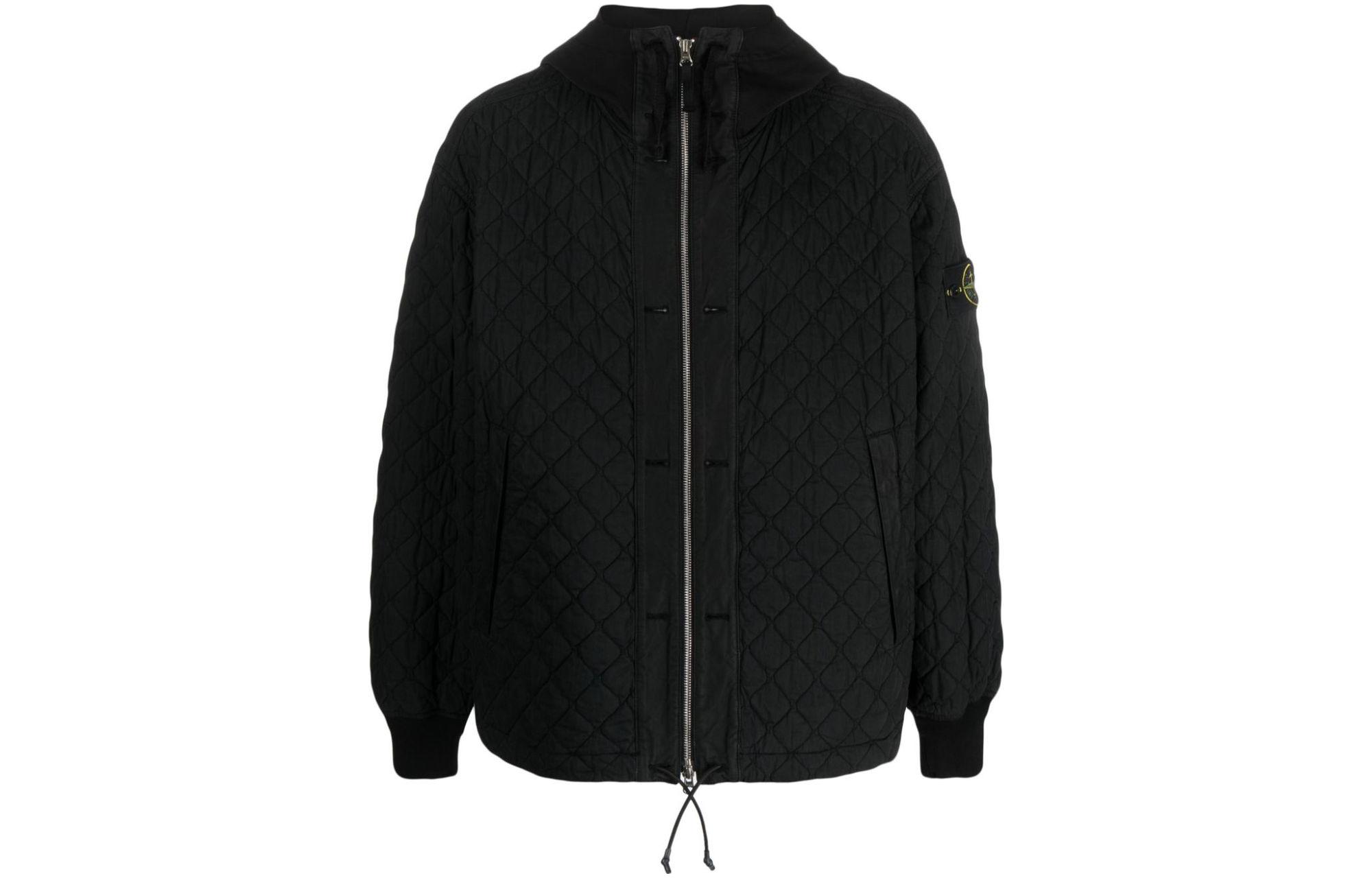 Stone Island Solid Color Zip Hoodie Jacket Black 791540133-V0029