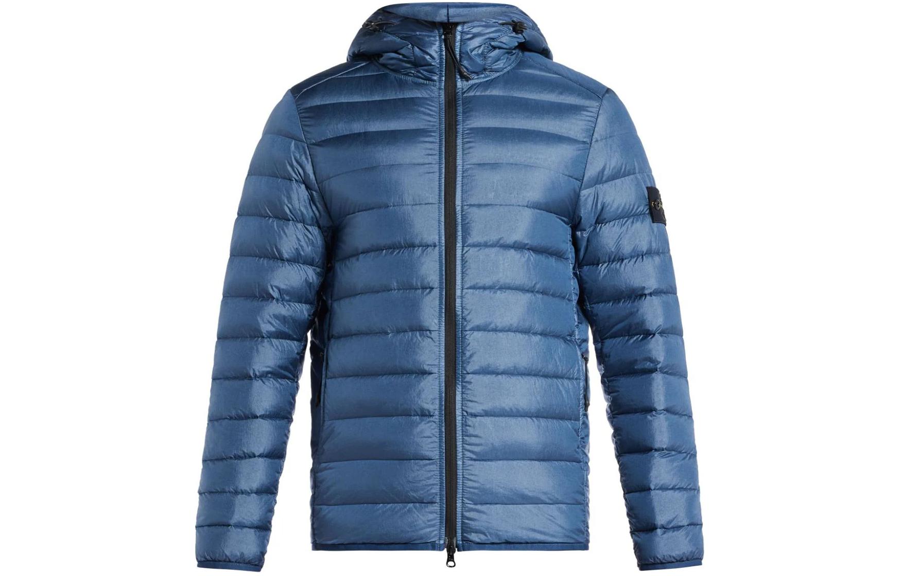 Stone Island Solid Color Zip Hoodie Jacket for Men - Blue 801540124-V0024