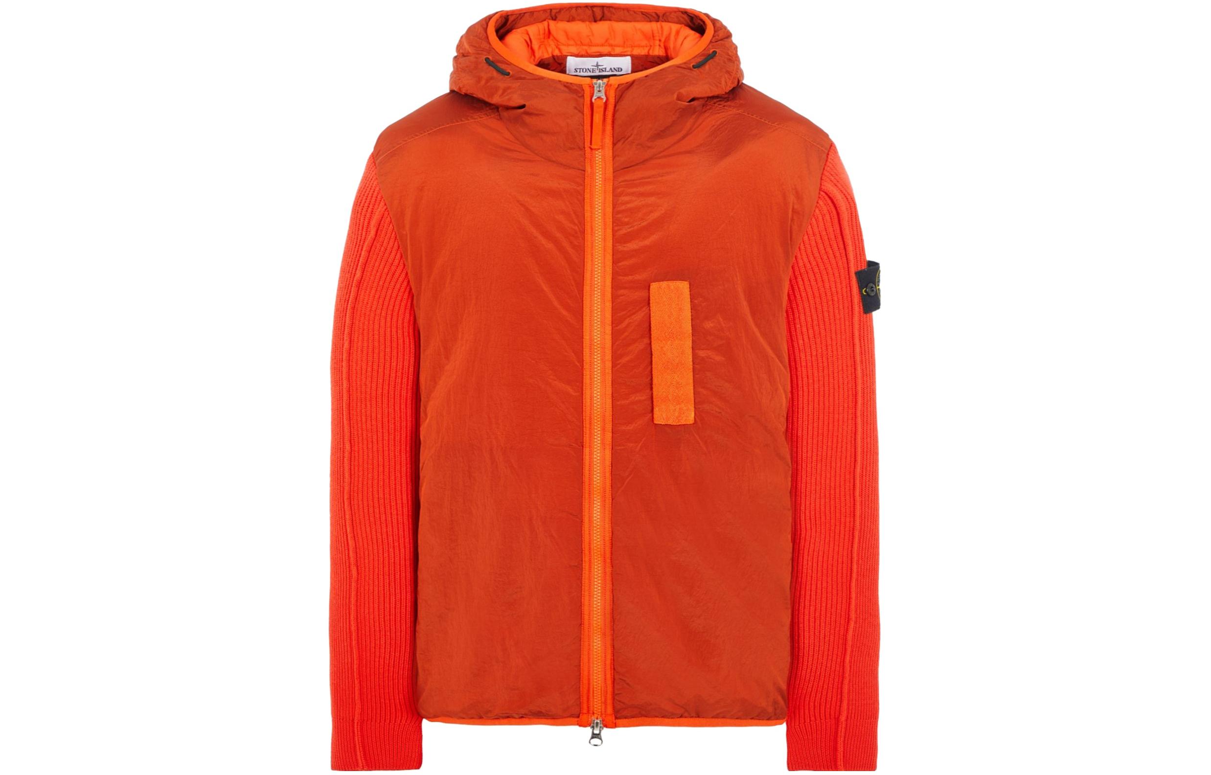 Stone Island Solid Color Zip Hoodie Jacket Lobster Red 791544134-V0037