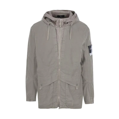 Stone Island Solid Color Zip Hoodie Jacket Men’s Sand Color 761940515-V0095