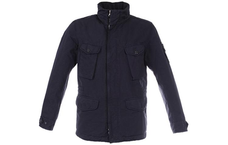 Stone Island Solid Color Zip Jacket Navy Blue 691542649-V0020