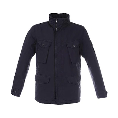 Stone Island Solid Color Zip Jacket Navy Blue 691542649-V0020