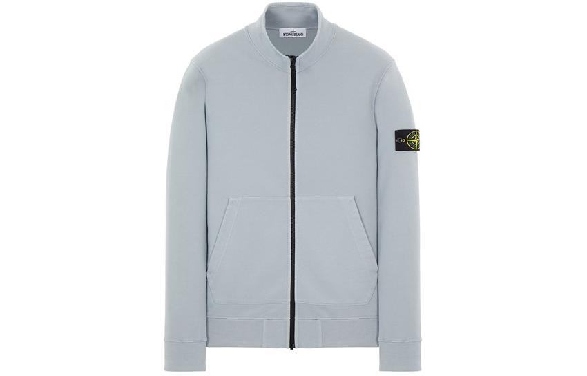 Stone Island Solid Color Zip Pocket Jacket Light Blue 801564351-V0041