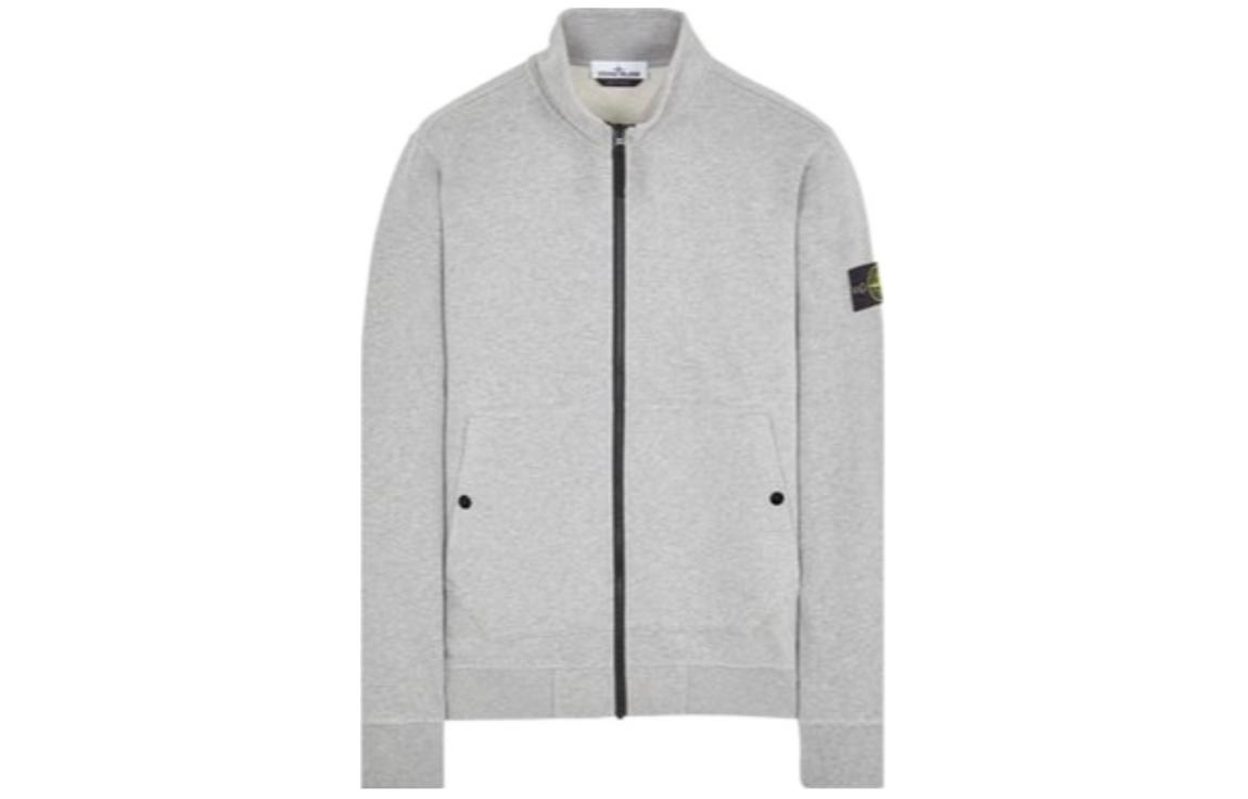 Stone Island Solid Color Zipper Slim Jacket Light Grey Long Sleeve 791562820-V0M64