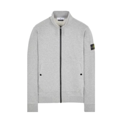 Stone Island Solid Color Zipper Slim Jacket Light Grey Long Sleeve 791562820-V0M64