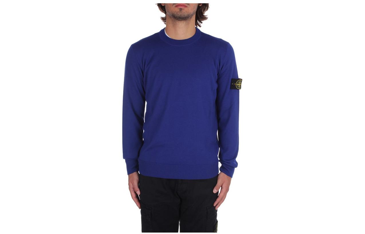 Stone Island Solid Crewneck Logo Sweatshirt Royal Blue 7915510C4-V0022