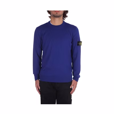 Stone Island Solid Crewneck Logo Sweatshirt Royal Blue 7915510C4-V0022