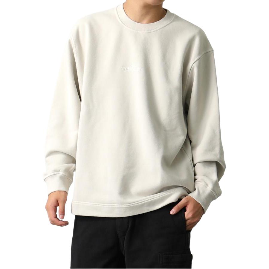 Stone Island Solid Crewneck Long Sleeve Sweatshirt Light Beige 351013043-V0097