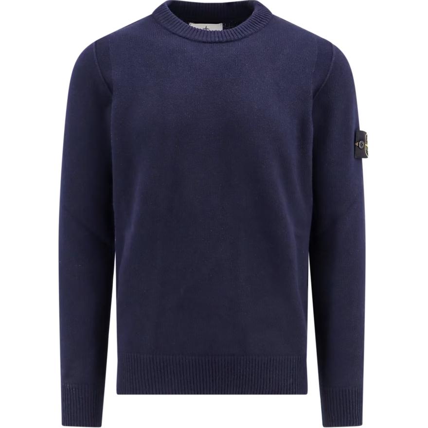 Stone Island Solid Crewneck Long Sleeve Sweatshirt Deep Blue POIZON240620549