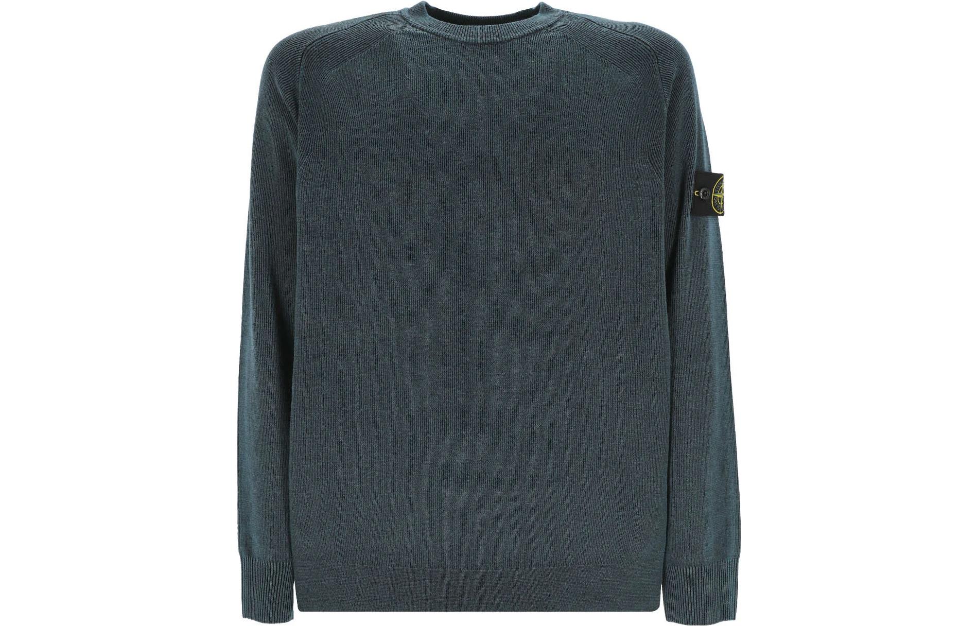 Stone Island Solid Crewneck Pullover Sweatshirt - Deep Blue 7915537T1-V0020
