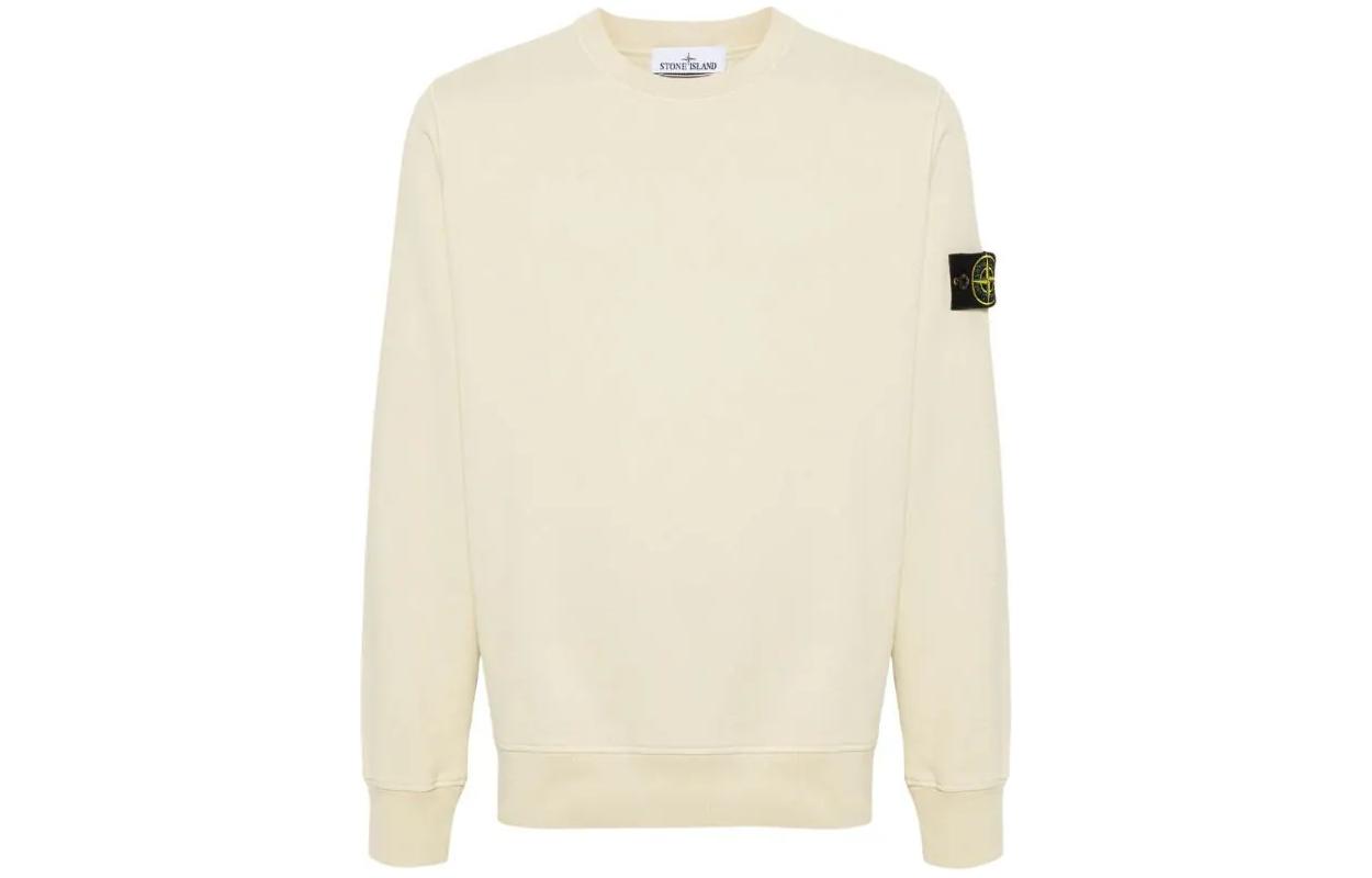 Stone Island Solid Crewneck Pullover Sweatshirt Off-White 801563051-V0091