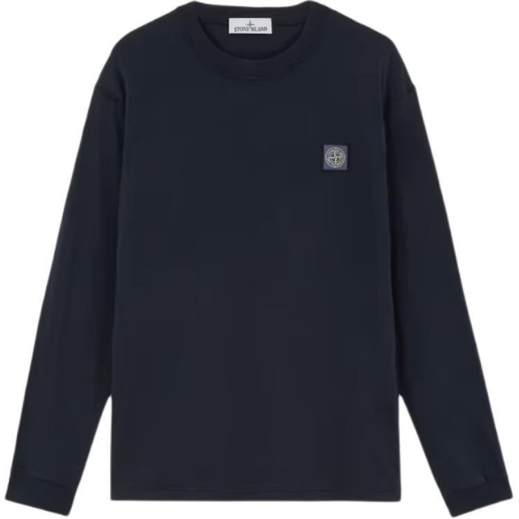 Stone Island Solid Crewneck Sweatshirt Navy Blue Long Sleeve Pullover 811521857-A0020