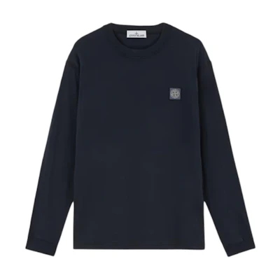 Stone Island Solid Crewneck Sweatshirt Navy Blue Long Sleeve Pullover 811521857-A0020