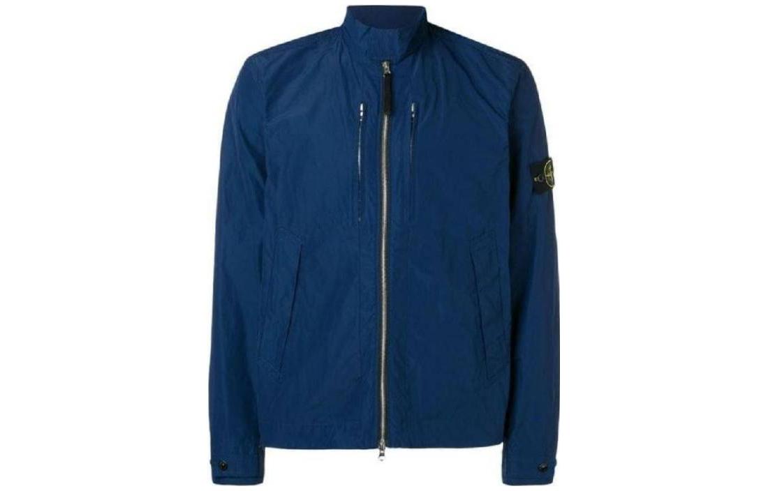 Stone Island Solid Full-Zip High-Neck Jacket Blue 701541722-V0028