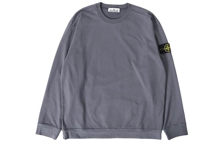 Stone Island Solid Gray Crewneck Pullover Long-Sleeve Sweatshirt for Men 791563750-V0062