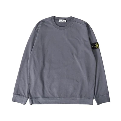 Stone Island Solid Gray Crewneck Pullover Long-Sleeve Sweatshirt for Men 791563750-V0062