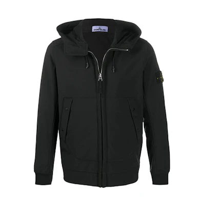 Stone Island Solid Logo Badge Hoodie Jacket Black 7315Q0122-V0029