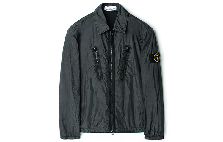 Stone Island Solid Logo Badge Zip-Up Jacket Carbon Grey 751510523-V0065