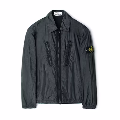 Stone Island Solid Logo Badge Zip-Up Jacket Carbon Grey 751510523-V0065