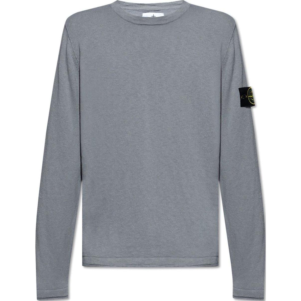 Stone Island Solid Logo Crewneck Sweatshirt Dove Gray 8015502B0-V0092