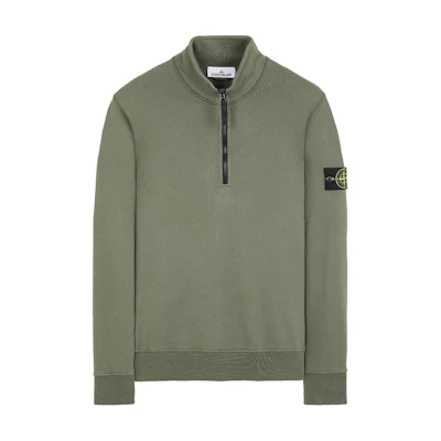 Stone Island Solid Logo High-Neck Long-Sleeve Sweatshirt Military Green Men 801561951-V0059