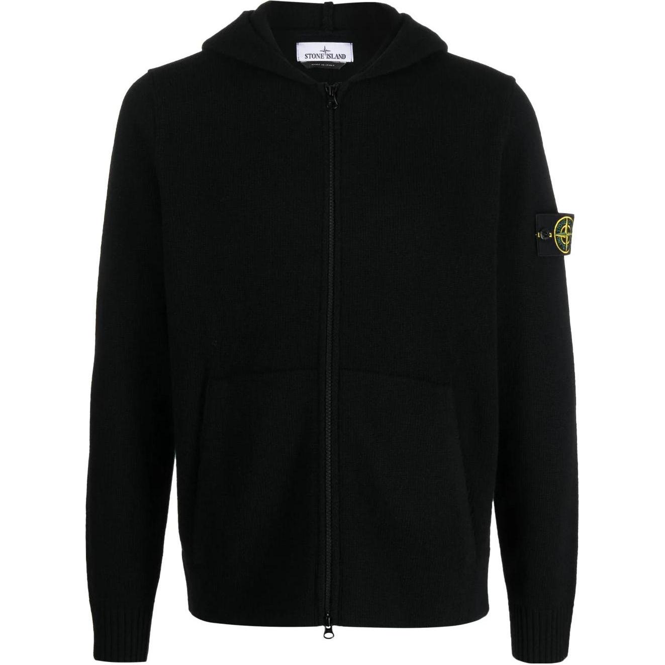 Stone Island Solid Logo Hoodie Zip-Up Jacket Black 7915523B6-V0029