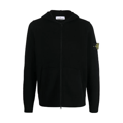 Stone Island Solid Logo Hoodie Zip-Up Jacket Black 7915523B6-V0029