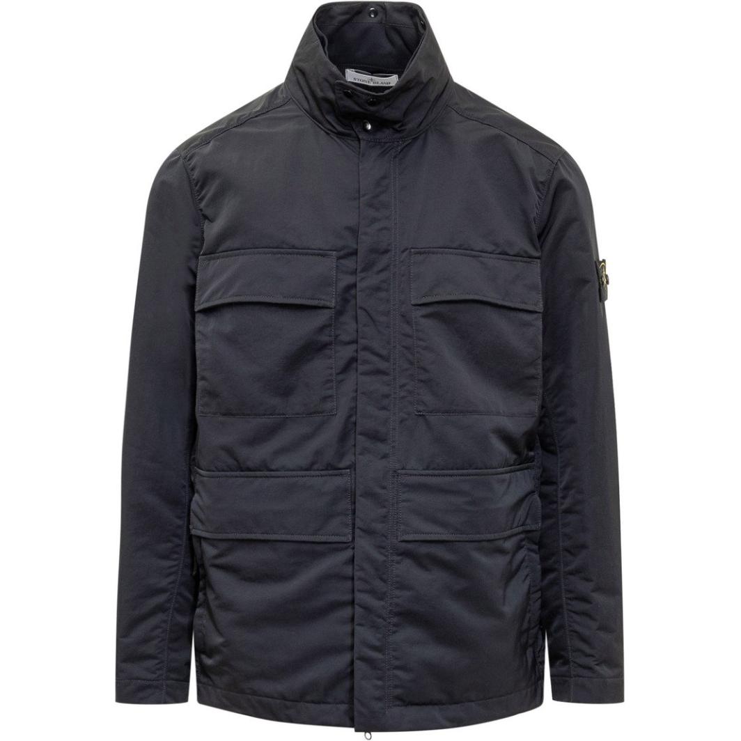 Stone Island Solid Logo Navy Blue Zip-Up Jacket for Men 781542730-V0020