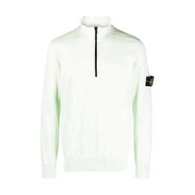 Stone Island Solid Logo Patch Half-Zip Sweatshirt Men’s Light Green 7815543B2-V0052