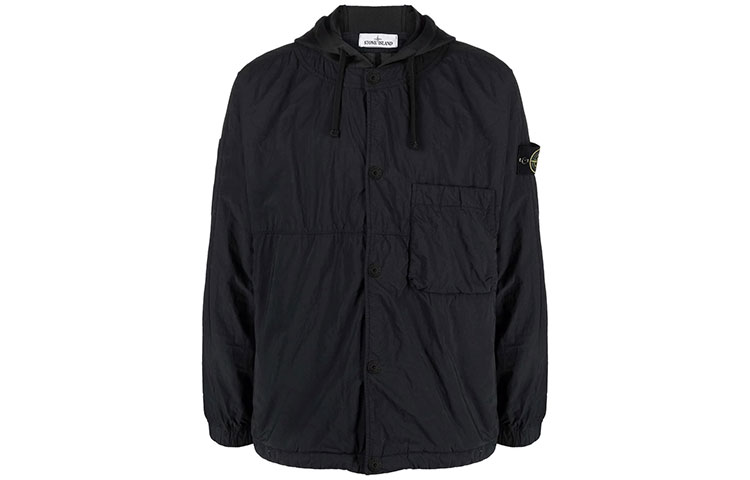 Stone Island Solid Logo Patch Hooded Jacket Men’s Black 751510403-V0029