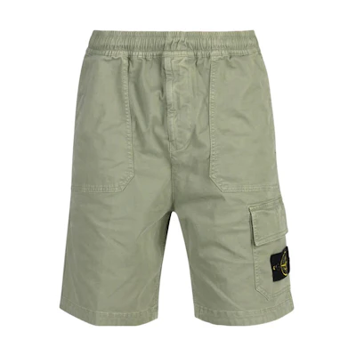 STONE ISLAND Solid Logo Patch Mid-Rise Straight-Fit Shorts Green . 7815L0904-V0155
