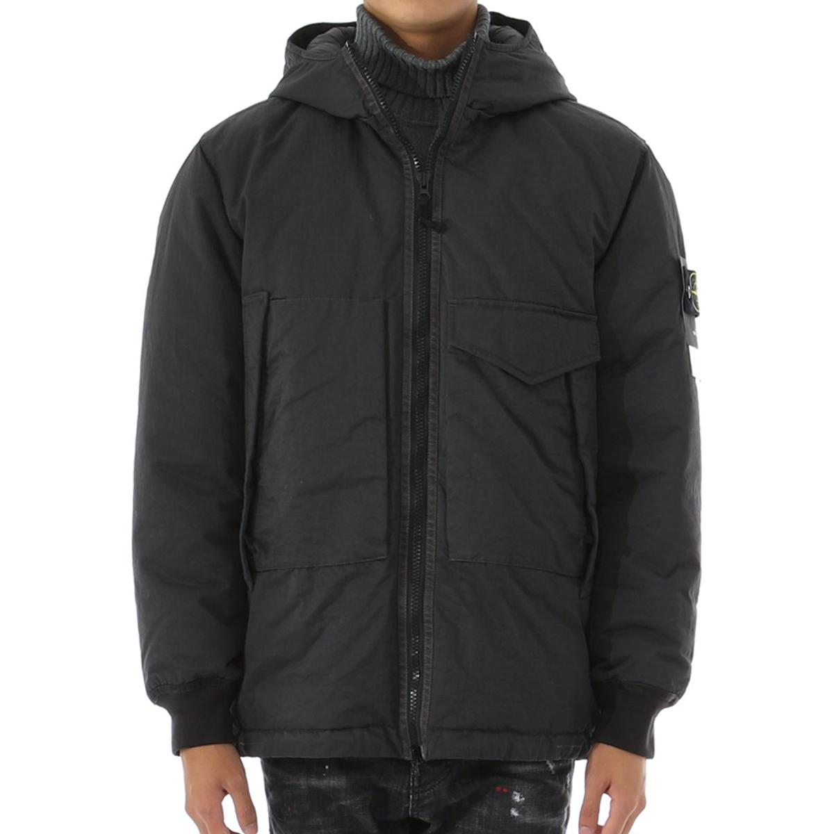 Stone Island Solid Logo Patch Zip-Up Hoodie Jacket Charcoal Gray 771541421-V0065