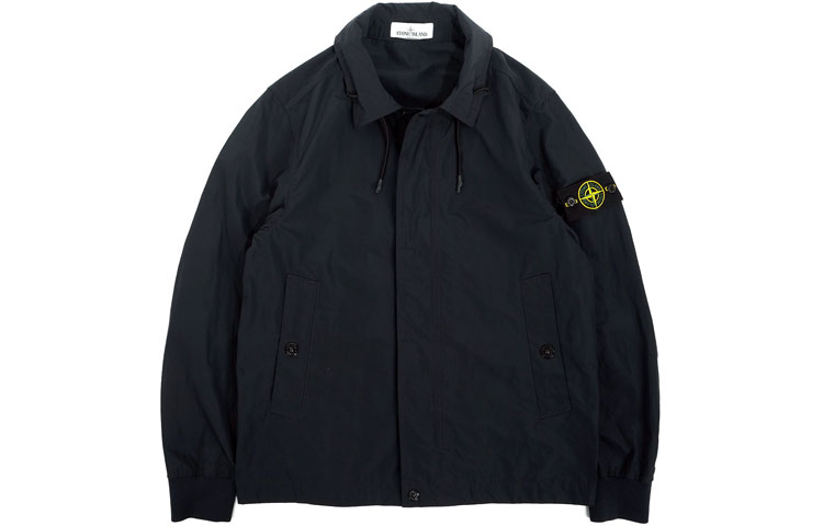 Stone Island Solid Logo Patch Zip-Up Jacket Navy Men’s Outerwear 741541022-V0020