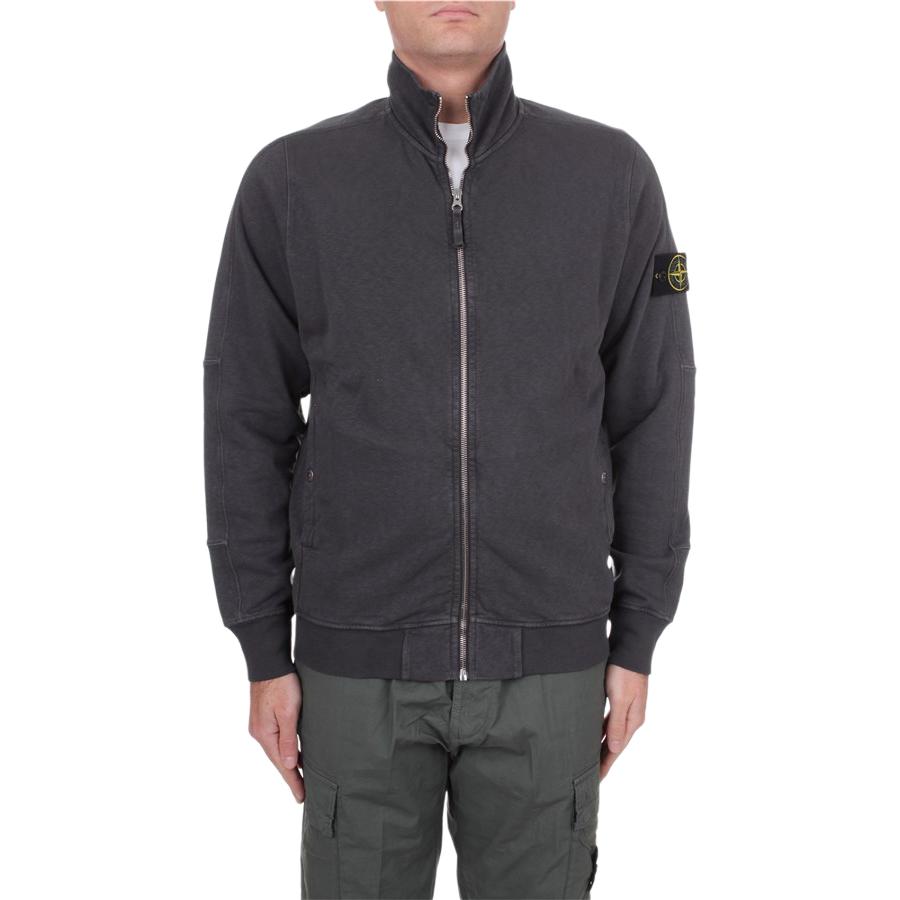 Stone Island Solid Logo Zip-Up Jacket in Charcoal Gray 801565960-V0165